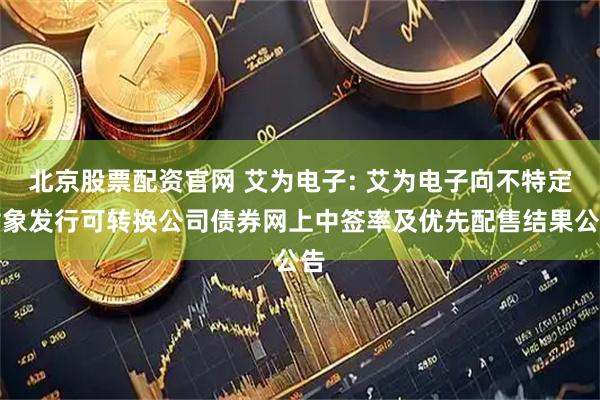 北京股票配资官网 艾为电子: 艾为电子向不特定对象发行可转换公司债券网上中签率及优先配售结果公告